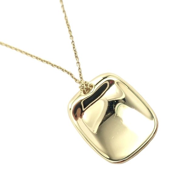 Tiffany & Co. Jewelry - Tiffany & Co 18k Yellow Gold Rectangle Concave Disc ID Necklace